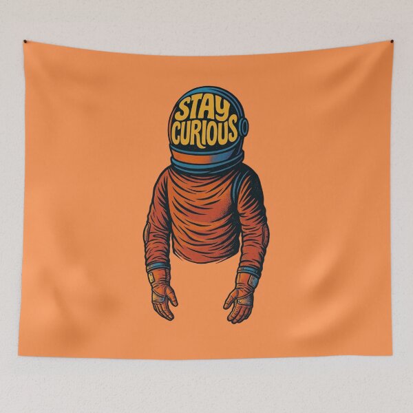 Item preview, Stay Curious Astronaut Helmet - Retro Space Vintage Sci-Fi designed and sold by DNBY.