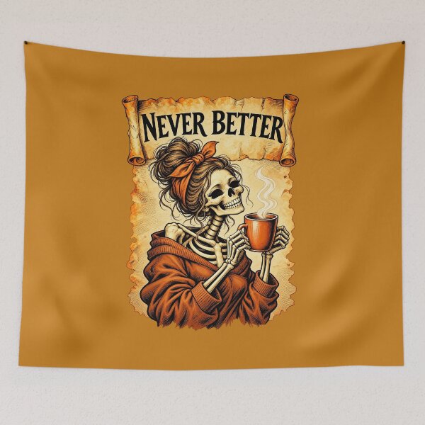 Item preview, Never Better Messy Bun Skeleton Halloween Sarcastic Humor designed and sold by Endless7Art.