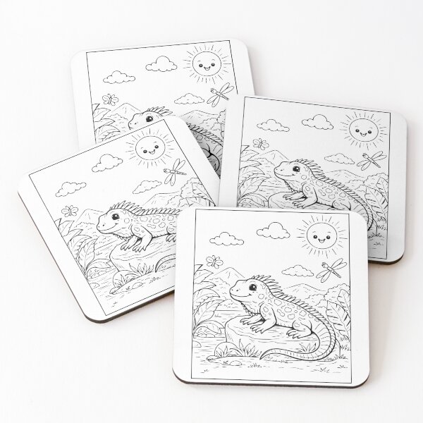 Item preview, Coloring book style print. Iguana designed and sold by MS Production.