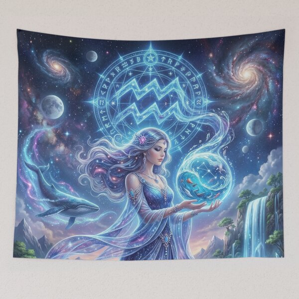Item preview, Aquarius Goddess - Celestial Zodiac Fantasy Art with Water Orb designed and sold by Lucid Dream Pixel.