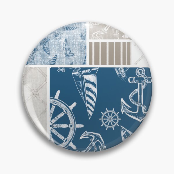 Item preview, Driftwood and Ocean Blue Quilt Design Nautical Charcoal Sketches Collection- Features Netting, Stripes, Nautical Items, and Lighthouse Designs designed and sold by PD-Coastal.