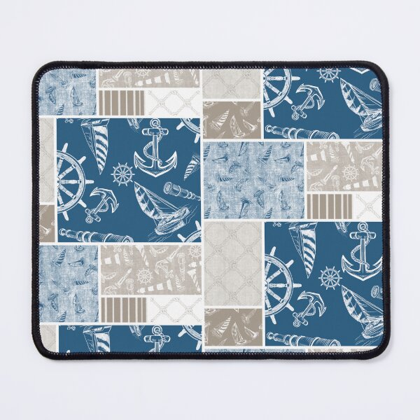 Item preview, Driftwood and Ocean Blue Quilt Design Nautical Charcoal Sketches Collection- Features Netting, Stripes, Nautical Items, and Lighthouse Designs designed and sold by PD-Coastal.