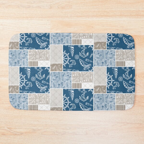 Item preview, Driftwood and Ocean Blue Quilt Design Nautical Charcoal Sketches Collection- Features Netting, Stripes, Nautical Items, and Lighthouse Designs designed and sold by PD-Coastal.