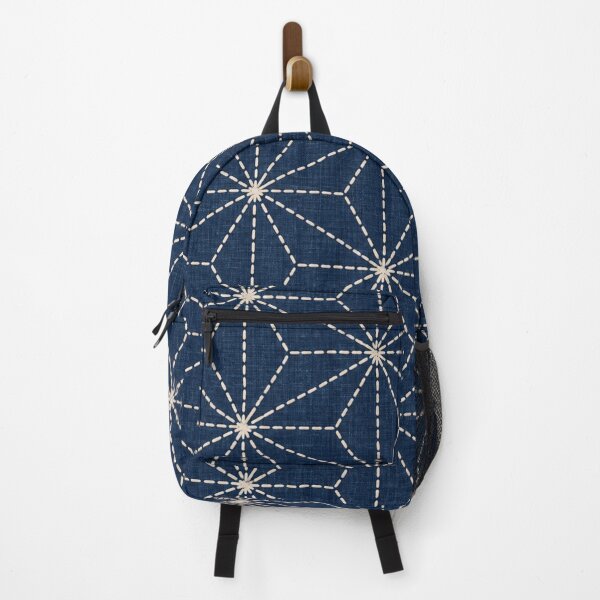Item preview, Indigo Japanese Hemp Leaf Geometric Stitch Pattern designed and sold by Apex Designs.