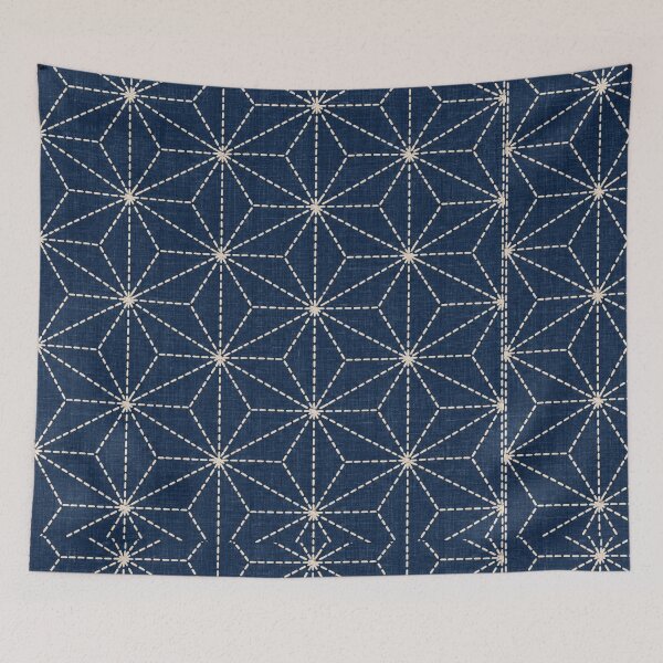 Item preview, Indigo Japanese Hemp Leaf Geometric Stitch Pattern designed and sold by Apex Designs.