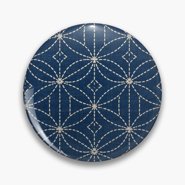 Item preview, Indigo Japanese Stitch Geometric Floral Textile Pattern designed and sold by Apex Designs.