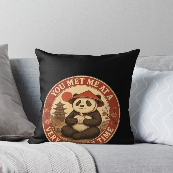 Item preview, You Met Me At A Very Chinese Time Cute Panda Tea Circle Badge T-Shirt designed and sold by slmfams.