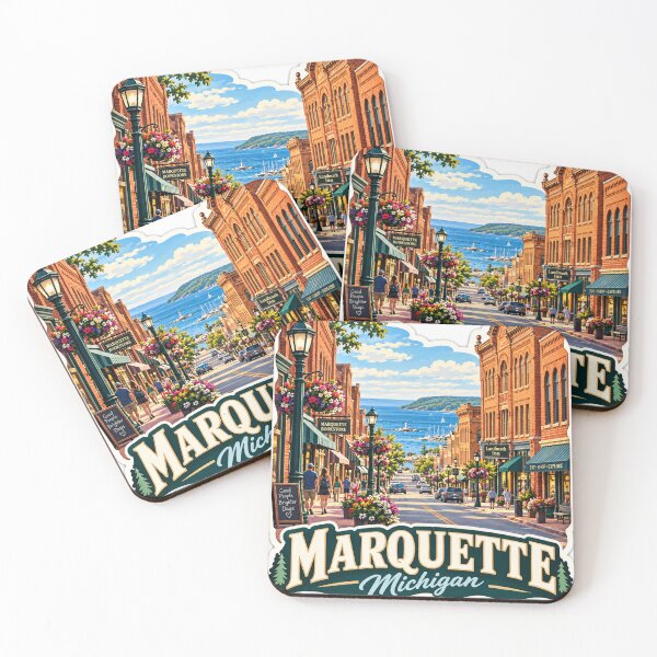 Item preview, Marquette Michigan Downtown to Lake Superior Travel Sticker designed and sold by mnkyride.