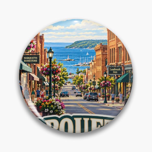 Item preview, Marquette Michigan Downtown to Lake Superior Travel Sticker designed and sold by mnkyride.
