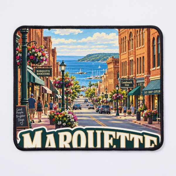Item preview, Marquette Michigan Downtown to Lake Superior Travel Sticker designed and sold by mnkyride.