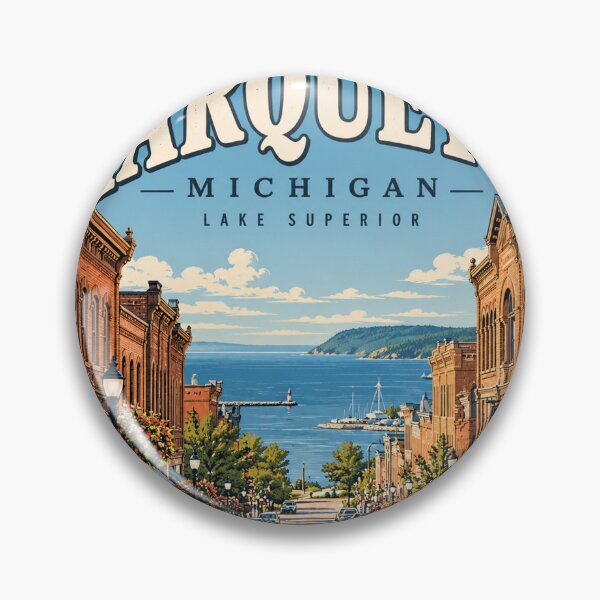 Item preview, Marquette Michigan Downtown to Lake Superior Travel Sticker designed and sold by mnkyride.
