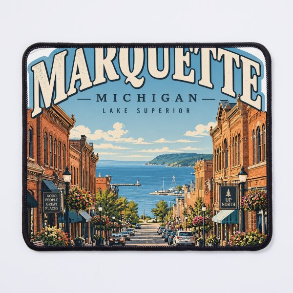 Item preview, Marquette Michigan Downtown to Lake Superior Travel Sticker designed and sold by mnkyride.