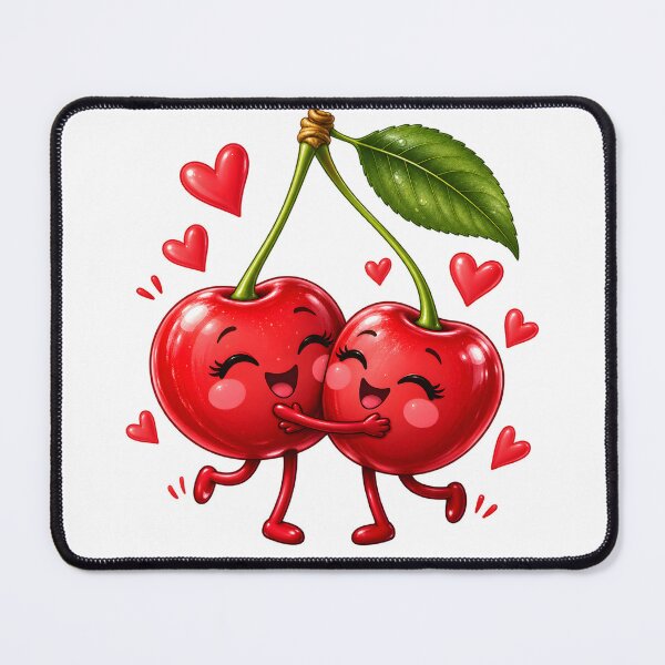 Item preview, Cute Kawaii Hugging Cherries with Hearts designed and sold by TinyWeird.