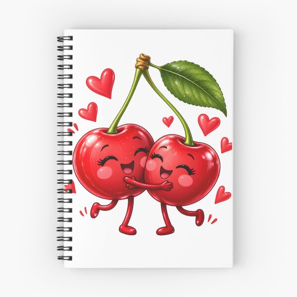 Item preview, Cute Kawaii Hugging Cherries with Hearts designed and sold by TinyWeird.