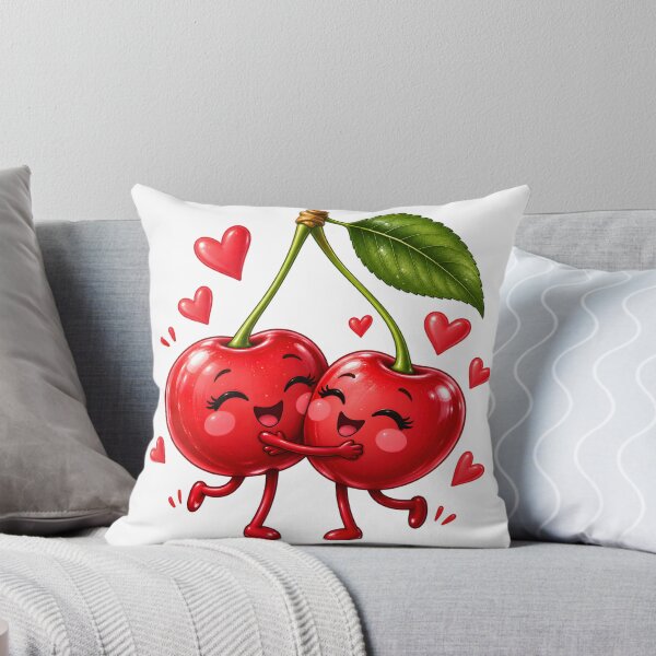 Item preview, Cute Kawaii Hugging Cherries with Hearts designed and sold by TinyWeird.