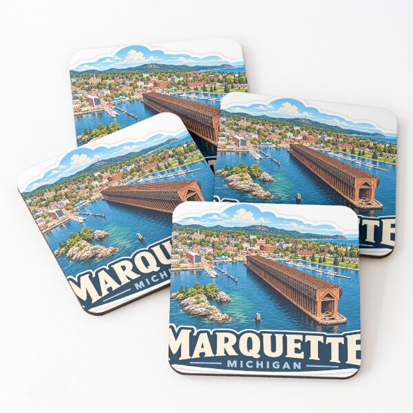 Item preview, Marquette Michigan Downtown to Lake Superior Travel Sticker designed and sold by mnkyride.