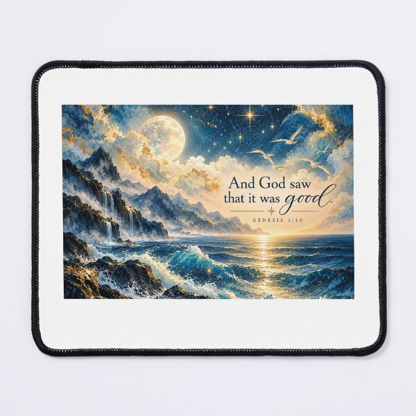 Item preview, Genesis 1:10 Bible Verse Moonlit Ocean Creation Art designed and sold by TrueWoven Studio.