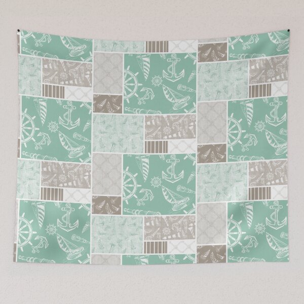 Item preview, Driftwood and Seafoam Quilt Design Nautical Charcoal Sketches Collection- Features Netting, Stripes, Nautical Items, and Lighthouse Designs designed and sold by PD-Coastal.