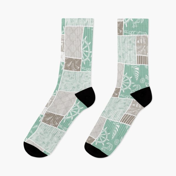 Item preview, Driftwood and Seafoam Quilt Design Nautical Charcoal Sketches Collection- Features Netting, Stripes, Nautical Items, and Lighthouse Designs designed and sold by PD-Coastal.