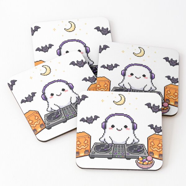 Item preview, Ghost DJ Pixel Art Halloween Party designed and sold by Ebodega.