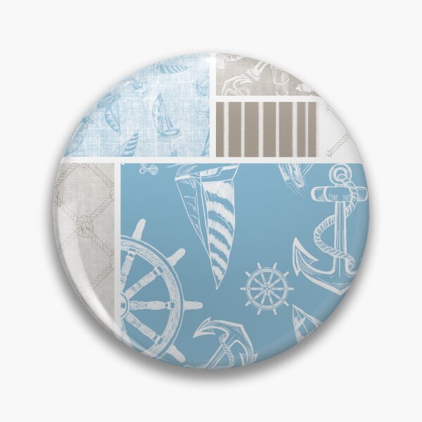 Item preview, Driftwood and Sky Blue Quilt Design Nautical Charcoal Sketches Collection- Features Netting, Stripes, Nautical Items, and Lighthouse Designs designed and sold by PD-Coastal.