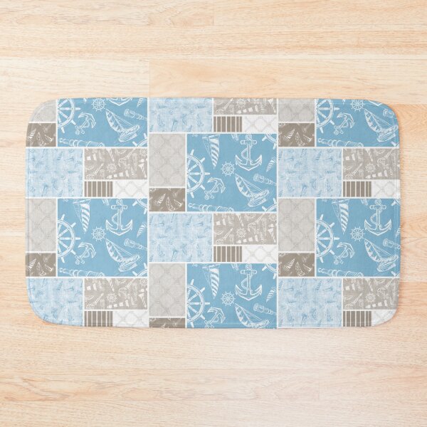 Item preview, Driftwood and Sky Blue Quilt Design Nautical Charcoal Sketches Collection- Features Netting, Stripes, Nautical Items, and Lighthouse Designs designed and sold by PD-Coastal.