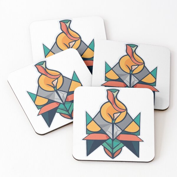 Item preview, Title: Geometric Floral Abstract Art Rose & Calla Lily Emblem designed and sold by obalartsMerch.