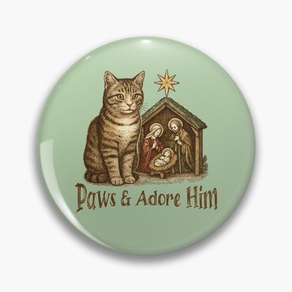Item preview, Paws and Adore Him Christian Christmas Cat designed and sold by Sachie's Studio.