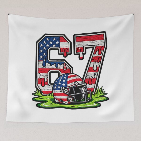 Item preview, 67 Funny Six Seven Football Patriotic American Flag designed and sold by ArtDesignTp.