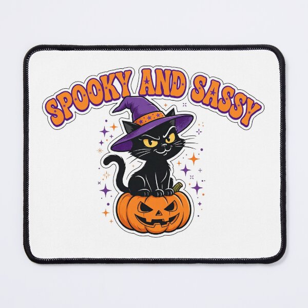 Item preview, Spooky and Sassy Black Cat Witch Hat Halloween (Light) designed and sold by TheDaddyDude.