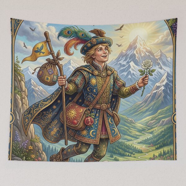 Item preview, The Fool Tarot Card - Mystical Major Arcana Adventure Art designed and sold by Lucid Dream Pixel.