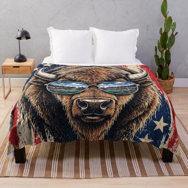 Item preview, Buffalo Football Fan Vintage American Bison Sunglasses USA Flag Design , Bills designed and sold by Gold Turtle Lina.