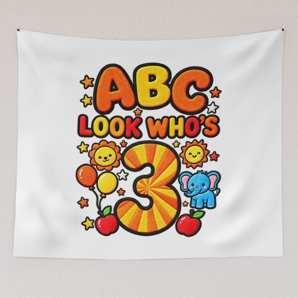 Item preview, ABC Look Who's 3 Toddler Birthday Cute Alphabet Fun designed and sold by ArtDesignTp.