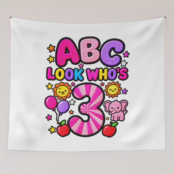 Item preview, ABC Look Who's 3 Cute Alphabet Toddler Birthday designed and sold by ArtDesignTp.
