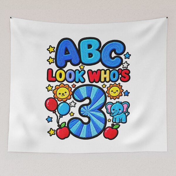 Item preview, ABC Look Who's 3 Funny Toddler Birthday Alphabet Kids designed and sold by ArtDesignTp.