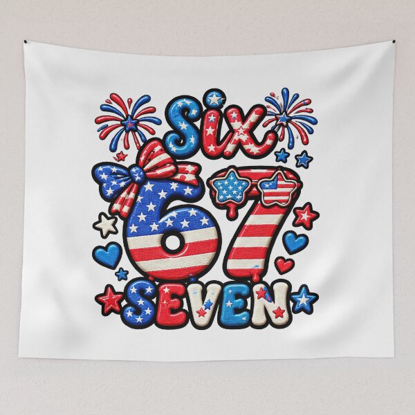 Item preview, Six Seven 67 Meme Funny 4th of July Patriotic Flag designed and sold by ArtDesignTp.