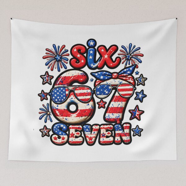 Item preview, Six Seven 67 Meme Patriotic American Flag Funny USA designed and sold by ArtDesignTp.