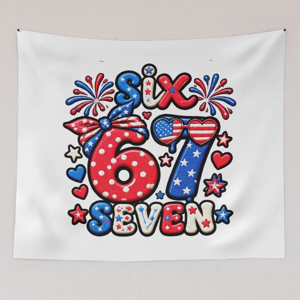 Item preview, Six Seven 67 Meme Funny American Flag 4th of July designed and sold by ArtDesignTp.