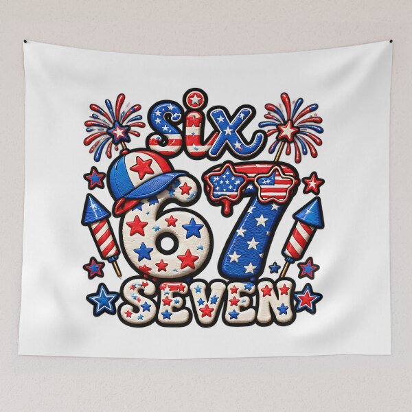 Item preview, Six Seven 67 Meme American Flag Patriotic July 4th designed and sold by ArtDesignTp.