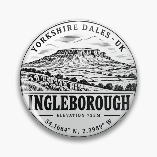 Item preview, Ingleborough Yorkshire Dales UK Elevation 723m Hiking Badge designed and sold by jeshands.