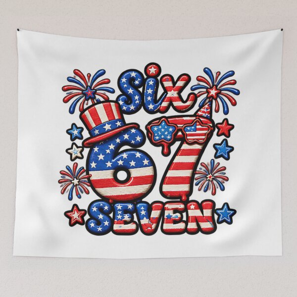 Item preview, Funny Six Seven 67 Meme American Flag Patriotic July 4th designed and sold by ArtDesignTp.