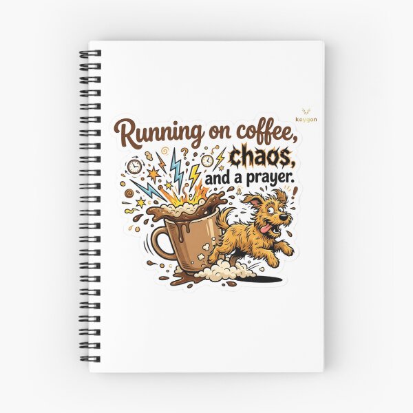 Item preview, Running on Coffee Chaos and a Prayer - Funny Dog & Coffee Meme designed and sold by keygon.
