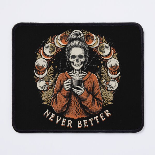 Item preview, Never Better Messy Bun Skeleton Halloween Funny Coffee designed and sold by Redgiant87x.