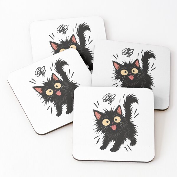 Aperçu de l'œuvre Chat noir drôle et fou aux yeux fous créée et vendue par fati-stor.