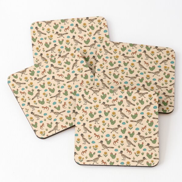 Item preview, Greater Roadrunner Desert Pattern | Roadrunners, Prickly Pear Cactus, Lizards and Desert Marigolds designed and sold by StickyGuys.