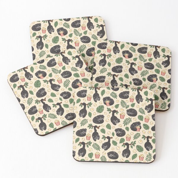 Item preview, Binturong Popcorn Pattern | Sleepy Bearcats with Buttered Popcorn Boxes and Jungle Leaves designed and sold by StickyGuys.