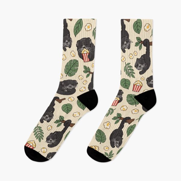 Item preview, Binturong Popcorn Pattern | Sleepy Bearcats with Buttered Popcorn Boxes and Jungle Leaves designed and sold by StickyGuys.