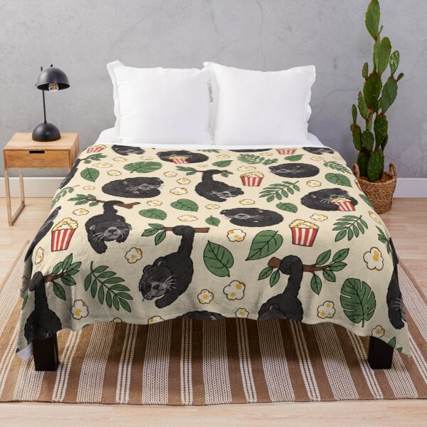 Item preview, Binturong Popcorn Pattern | Sleepy Bearcats with Buttered Popcorn Boxes and Jungle Leaves designed and sold by StickyGuys.