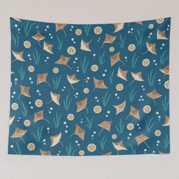 Item preview, Cownose Stingray Ocean Pattern | Rays Swimming in Groups with Sand Dollars, Bubbles and Eelgrass designed and sold by StickyGuys.