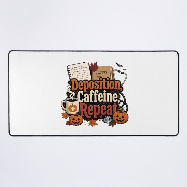 Item preview, Deposition Caffeine Repeat Legal Nurse Halloween Coffee Saying designed and sold by CuteDesignables.